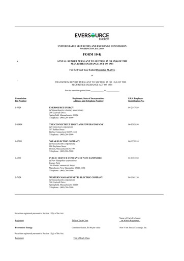 Thumbnail Eversource Energy 10-K Annual Report 2016