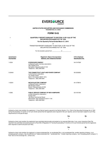 Thumbnail Eversource Energy 10-Q Quarterly Report FY2018 