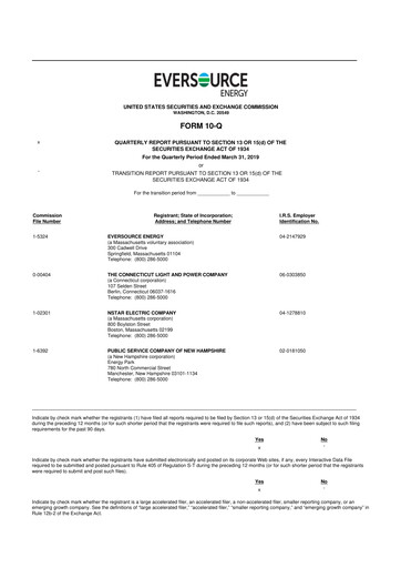 Thumbnail Eversource Energy 10-Q Quarterly Report FY2019 