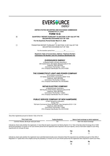 Thumbnail Eversource Energy 10-Q Quarterly Report FY2020 