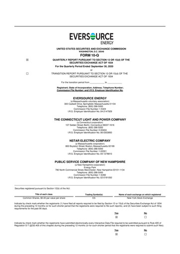 Thumbnail Eversource Energy 10-Q Quarterly Report FY2020 