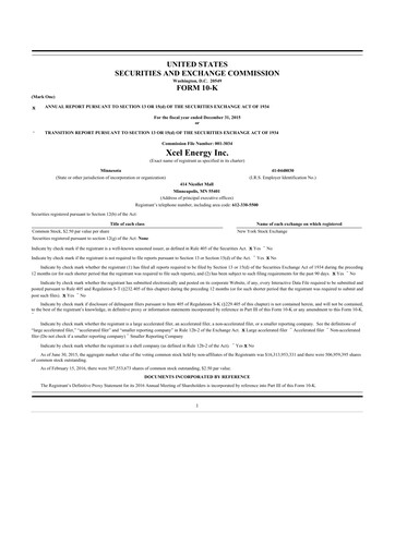 Thumbnail Xcel Energy 10-K Annual Report 2015