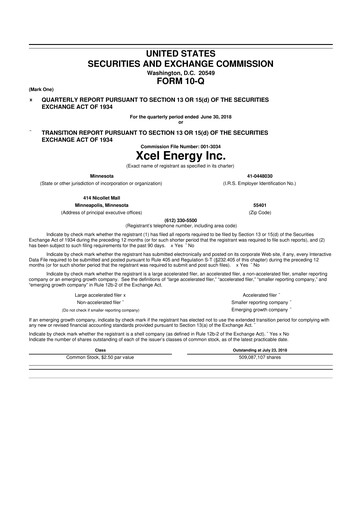 Thumbnail Xcel Energy 10-Q Quarterly Report FY2018 