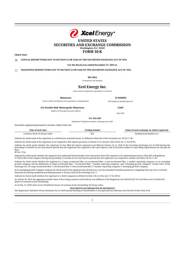 Thumbnail Xcel Energy 10-K Annual Report 2019