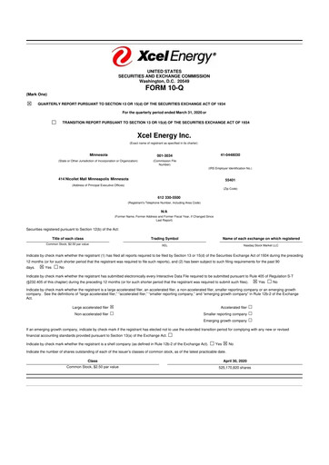 Thumbnail Xcel Energy 10-Q Quarterly Report FY2020 