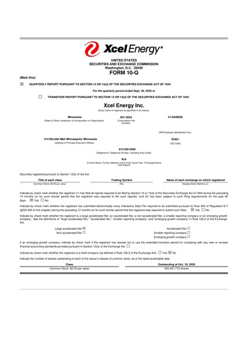 Thumbnail Xcel Energy 10-Q Quarterly Report FY2020 