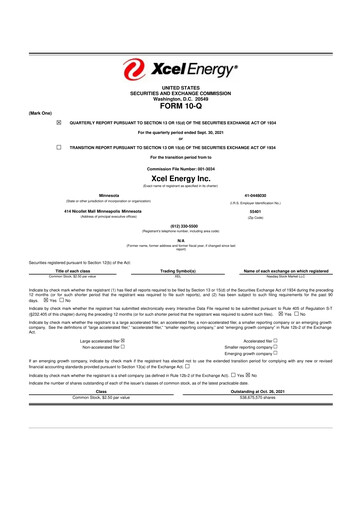 Thumbnail Xcel Energy 10-Q Quarterly Report FY2021 