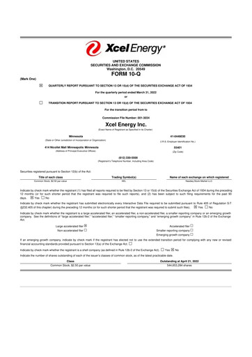 Thumbnail Xcel Energy 10-Q Quarterly Report FY2022 