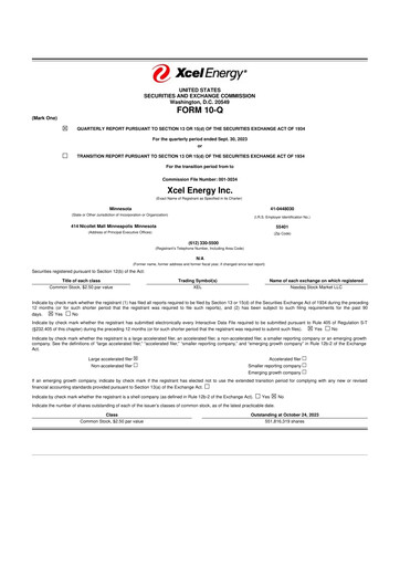 Thumbnail Xcel Energy 10-Q Quarterly Report FY2023 