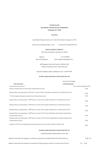 Thumbnail Wells Fargo 10-K Annual Report 2013