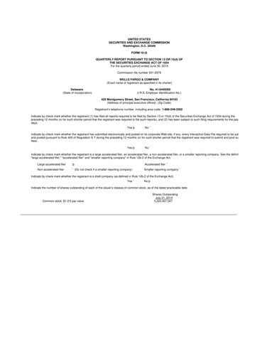 Vorschaubild Wells Fargo 10-Q Quartalsbericht 2014 