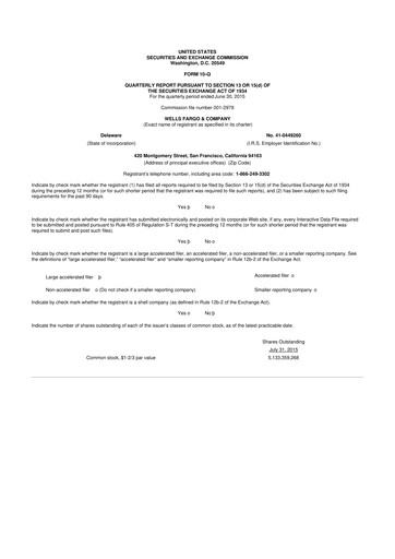 Vorschaubild Wells Fargo 10-Q Quartalsbericht 2015 