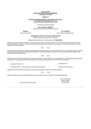 Vorschaubild Wells Fargo 10-Q Quartalsbericht 2015 