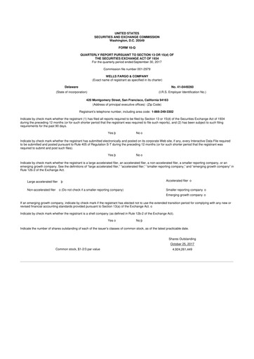 Vorschaubild Wells Fargo 10-Q Quartalsbericht 2017 