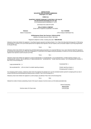 Vorschaubild Wells Fargo 10-Q Quartalsbericht 2018 