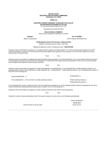 Vorschaubild Wells Fargo 10-Q Quartalsbericht 2018 