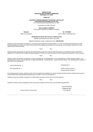 Vorschaubild Wells Fargo 10-Q Quartalsbericht 2018 