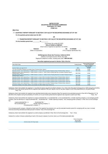Vorschaubild Wells Fargo 10-Q Quartalsbericht 2021 