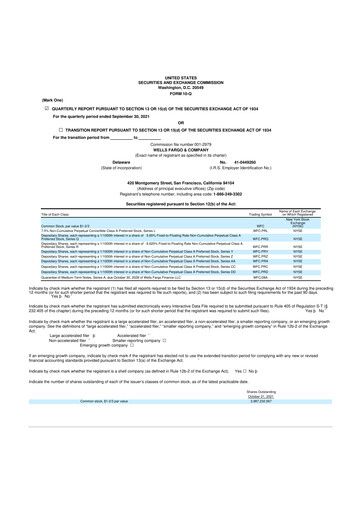 Vorschaubild Wells Fargo 10-Q Quartalsbericht 2021 
