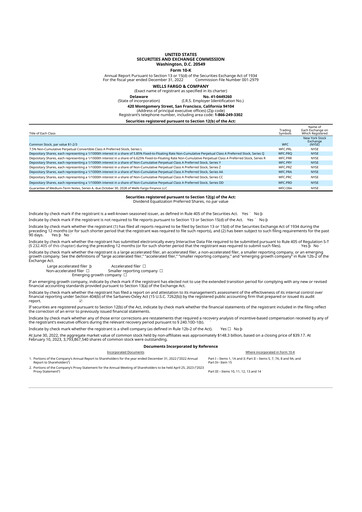 Thumbnail Wells Fargo 10-K Annual Report 2022