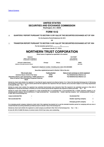 Vorschaubild Northern Trust
 10-Q Quartalsbericht 2019 