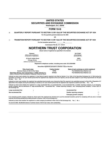 Thumbnail Northern Trust
 10-Q Quarterly Report FY2026 