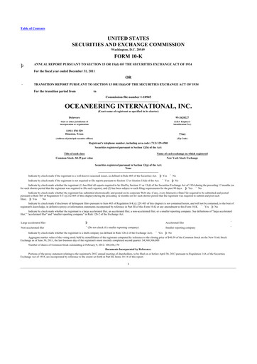 Thumbnail Oceaneering International
 10-K Annual Report 2011