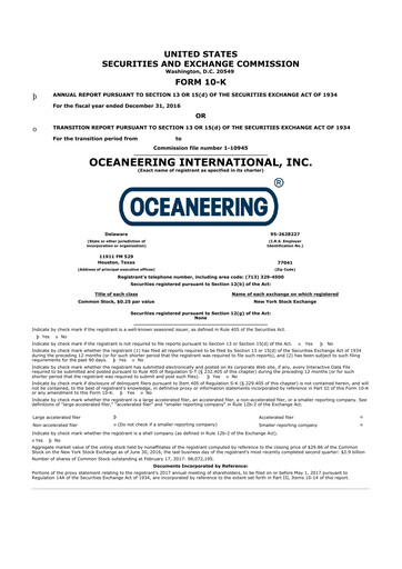 Thumbnail Oceaneering International
 10-K Annual Report 2016