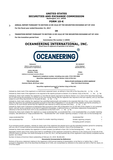 Thumbnail Oceaneering International
 10-K Annual Report 2017
