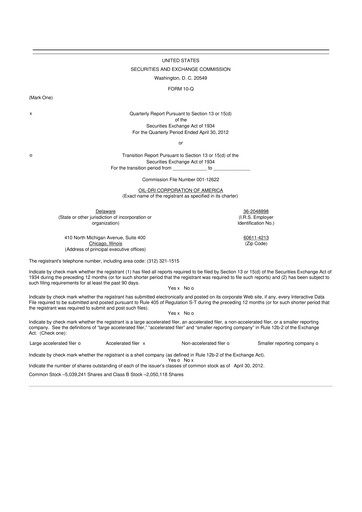 Thumbnail Oil-Dri Corporation Of America
 10-Q Quarterly Report FY2012 