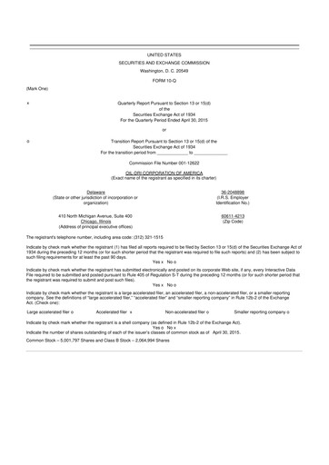 Thumbnail Oil-Dri Corporation Of America
 10-Q Quarterly Report FY2015 