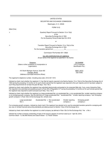 Thumbnail Oil-Dri Corporation Of America
 10-Q Quarterly Report FY2018 
