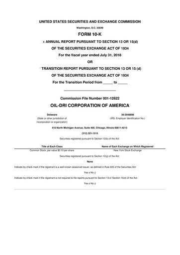 Thumbnail Oil-Dri Corporation Of America
 10-K Annual Report 2018