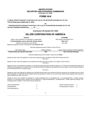 Thumbnail Oil-Dri Corporation Of America
 10-K Annual Report 2019