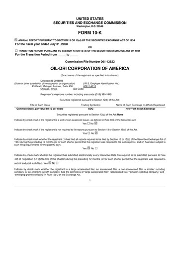 Thumbnail Oil-Dri Corporation Of America
 10-K Annual Report 2020