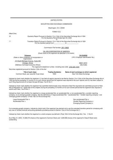 Thumbnail Oil-Dri Corporation Of America
 10-Q Quarterly Report FY2025 