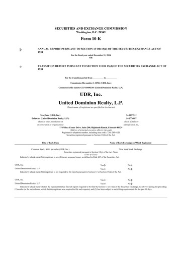 Thumbnail UDR Apartments 10-K Annual Report 2014