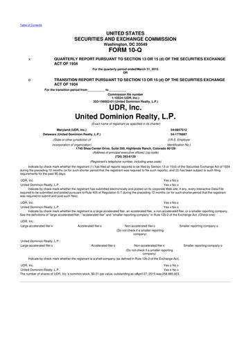 Thumbnail UDR Apartments 10-Q Quarterly Report FY 