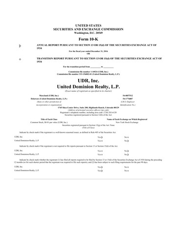 Thumbnail UDR Apartments 10-K Annual Report 2016
