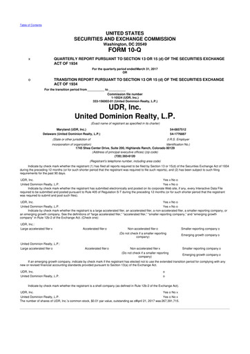 Thumbnail UDR Apartments 10-Q Quarterly Report FY 