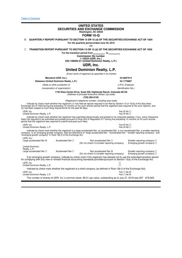 Thumbnail UDR Apartments 10-Q Quarterly Report FY 