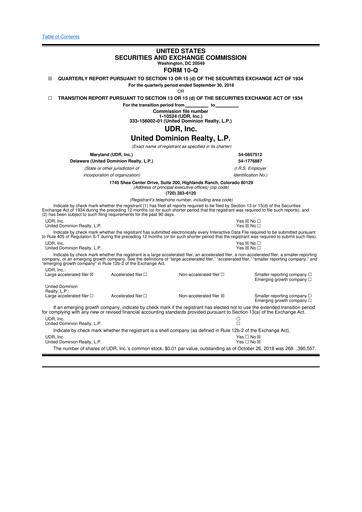 Thumbnail UDR Apartments 10-Q Quarterly Report FY 