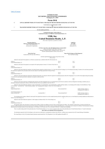 Thumbnail UDR Apartments 10-K Annual Report 