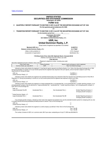 Thumbnail UDR Apartments 10-Q Quarterly Report FY 