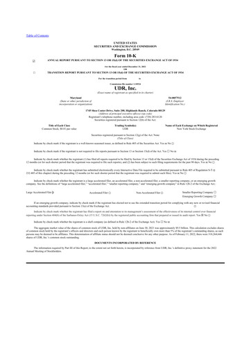 Thumbnail UDR Apartments 10-K Annual Report 2021