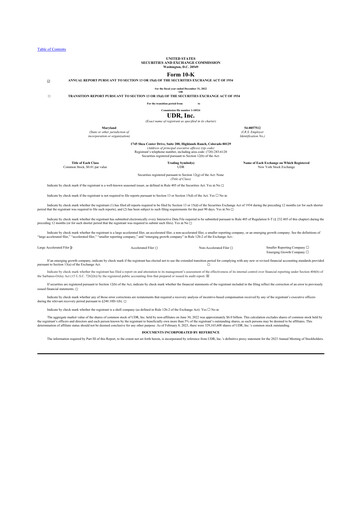 Thumbnail UDR Apartments 10-K Annual Report 2022