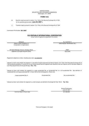 Vorschaubild Old Republic International
 10-Q Quartalsbericht  