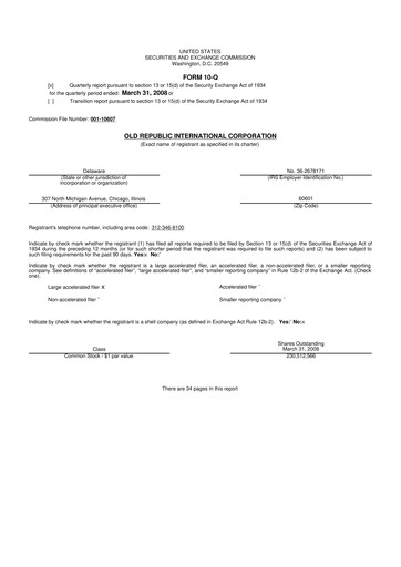 Vorschaubild Old Republic International
 10-Q Quartalsbericht  