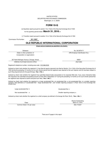 Vorschaubild Old Republic International
 10-Q Quartalsbericht 2016 