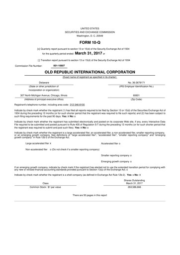 Vorschaubild Old Republic International
 10-Q Quartalsbericht 2017 